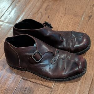 CYDWOQ Brown Leather Handmade To Order Buckle Booties Shoes